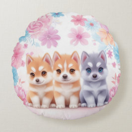Kawaii Husky Puppies: Pastel Pals Dekorativ kudde