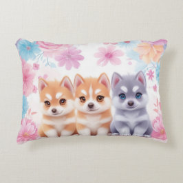 Kawaii Husky Puppies: Pastel Pals Dekorativ kudde