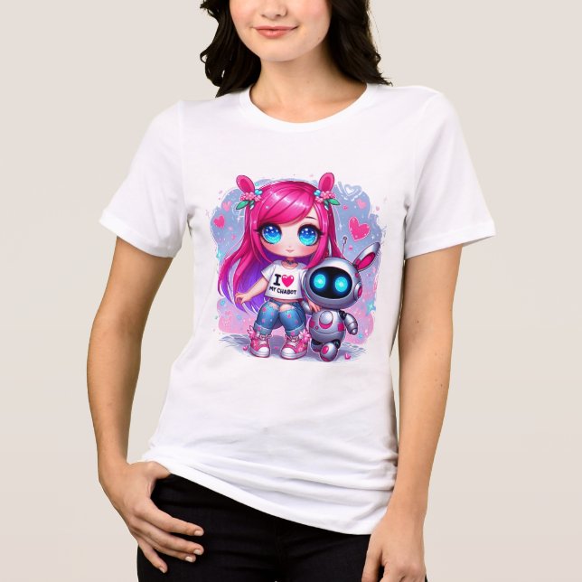 🤖 Kawaii I Kärlek My Ai Chatbot Cute BFF Assion T Shirt (Framsida)