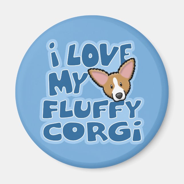 Kawaii I Kärlek My Fluffy Corgi Magnet (Framsidan)