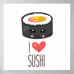 Kawaii I Kärlek Sushi Poster