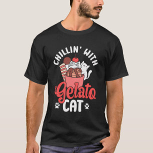 Kawaii Ice Cream Cat Lover Gelato italiensk Gatto  T Shirt