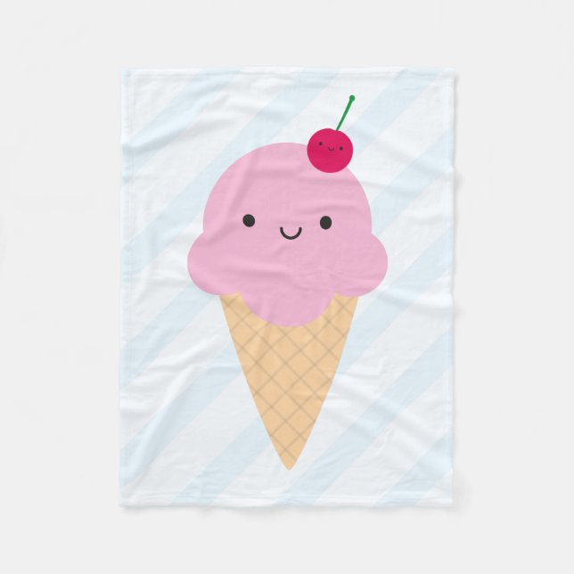 Kawaii Ice Cream Cone Fleecefilt (Framsidan)