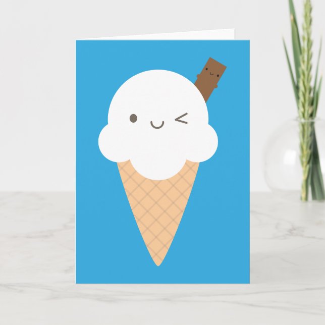 Kawaii Ice Cream Cone Kort (Framsida)