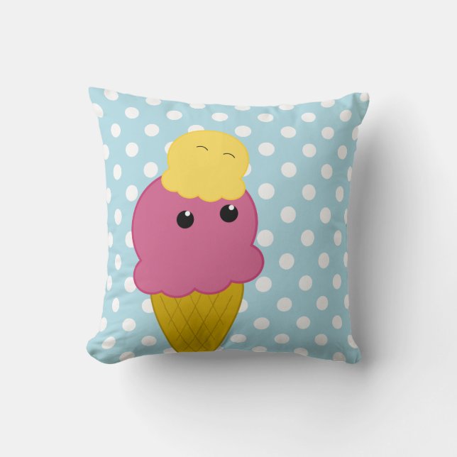 Kawaii Ice Cream Cone Kudde (Framsida)