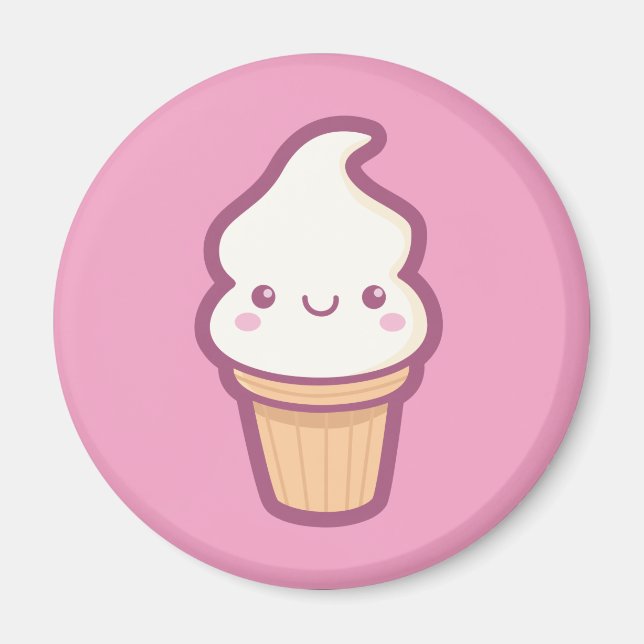 Kawaii Ice Cream Cone Magnet (Framsidan)