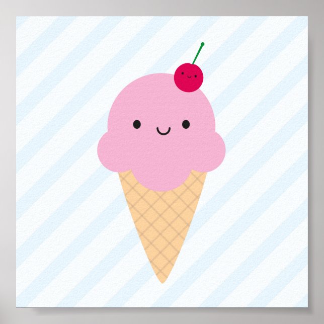 Kawaii Ice Cream Cone Poster (Framsidan)