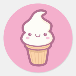 Kawaii Ice Cream Cone Sticker Runt Klistermärke