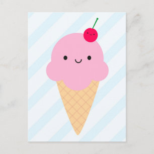 Kawaii Ice Cream Cone Vykort