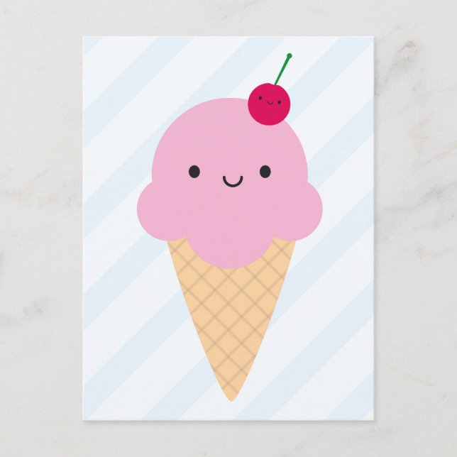 Kawaii Ice Cream Cone Vykort (Framsida)