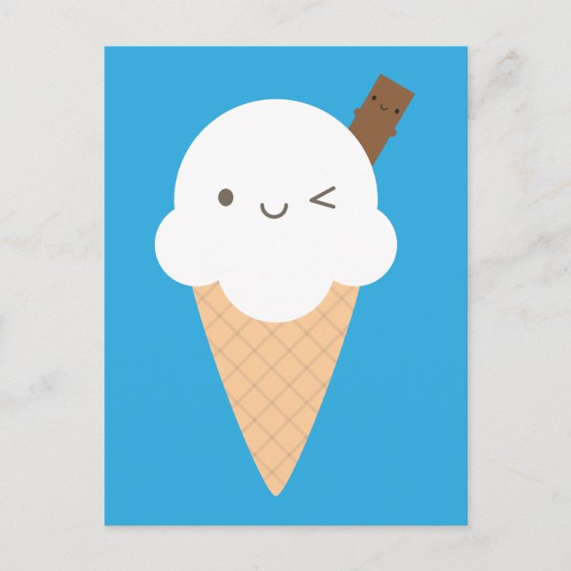 Kawaii Ice Cream Cone Vykort (Framsida)