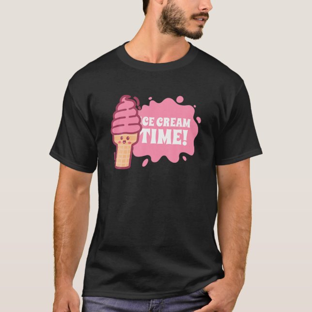 Kawaii Ice Cream Cute Strawberry Ice Cream T Shirt (Framsida)