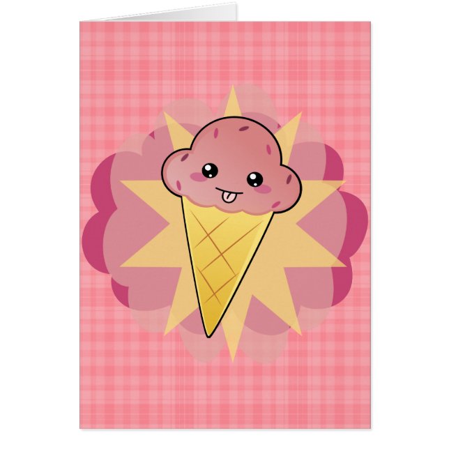 Kawaii Ice Cream Hälsningskort (Framsidan)