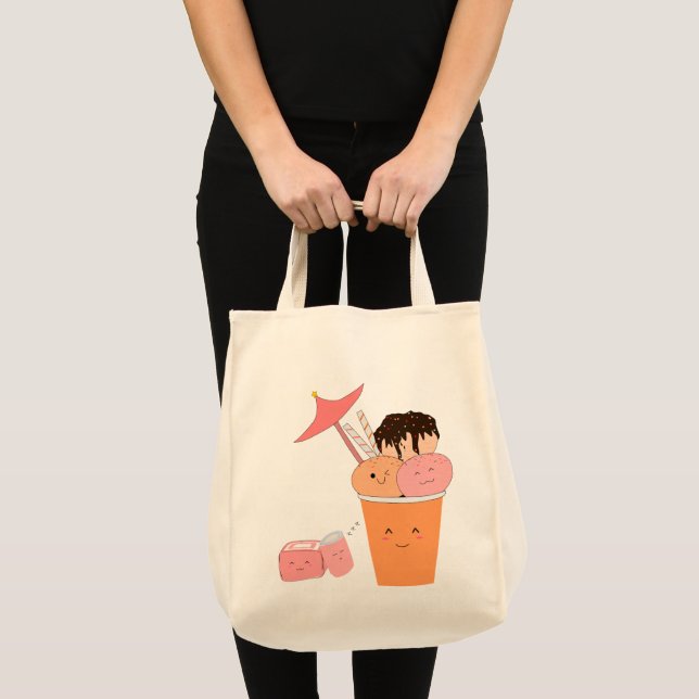 Kawaii Ice Cream Kopp | Tote Bag Tygkasse (Framsida (produkt))