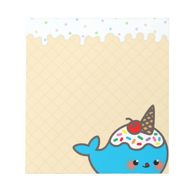 Kawaii Ice Cream Narwhal Anteckningsblock (Framsida)