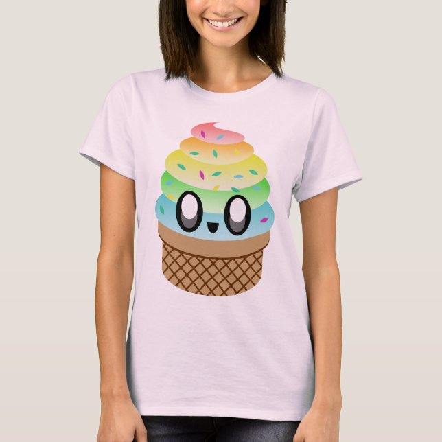 KAWAII ICE CREAM RAINBOW CONE SWEET DISCIOUS YAY TEE (Framsida)