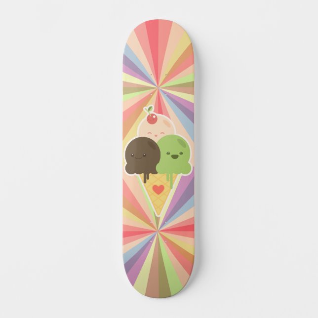 Kawaii Ice Cream Rainbow Skateboard Bräda 21,5 Cm (Framsida)