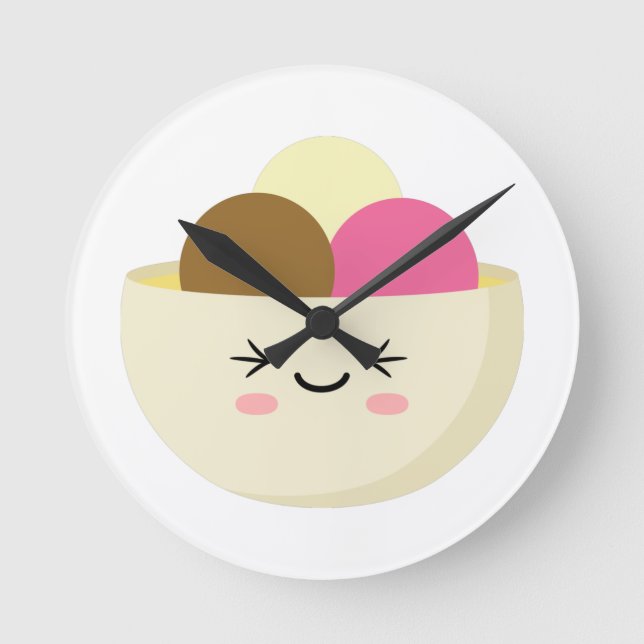Kawaii Ice Cream Rund Klocka (Framsida)