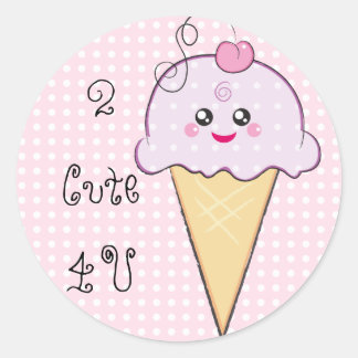 Kawaii Ice-Cream Sticker Runt Klistermärke