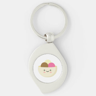 Kawaii Ice Cream Swirl Silverfärgad Nyckelring