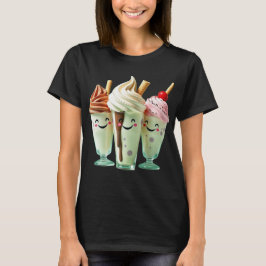 Kawaii Ice Cream Trio Cute Dessert Characters T Shirt