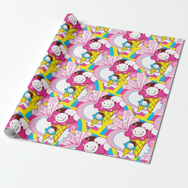 Kawaii Ice Cream Uber Cute Presentpapper (Utrullad)