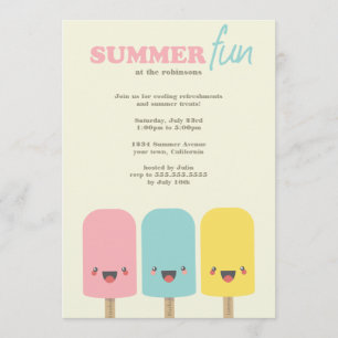 Kawaii Ice Lolly Trio Sommarpartiets inbjudningar
