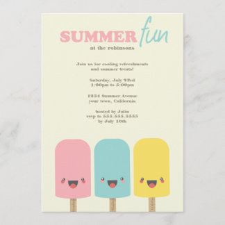Kawaii Ice Lolly Trio Sommarpartiets inbjudningar