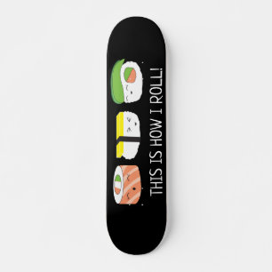 Kawaii Illustration Så här rullar jag Sushi Roll  Mini Skateboard Bräda 18,5 Cm