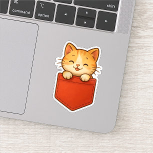 Kawaii in Red Pocket - Die-cut Sticker Klistermärken