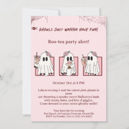 Kawaii, inbjudan till Cute Rosa Spöken Halloween f