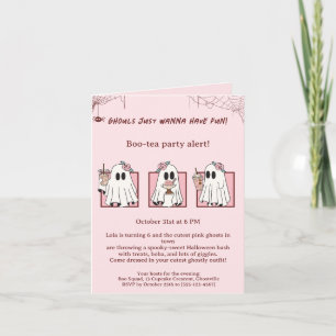 Kawaii, inbjudan till Cute Rosa Spöken Halloween f