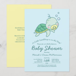 Kawaii-inbjudan till Cute Sea Turtle Baby Shower K Inbjudningar