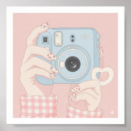 Kawaii Instant Camera & Blommigt Nagel Poster