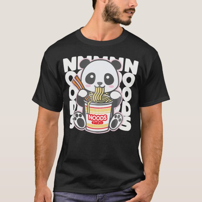 Kawaii Instant Noodles Cute Anime Panda Japanska N T Shirt (Framsida)