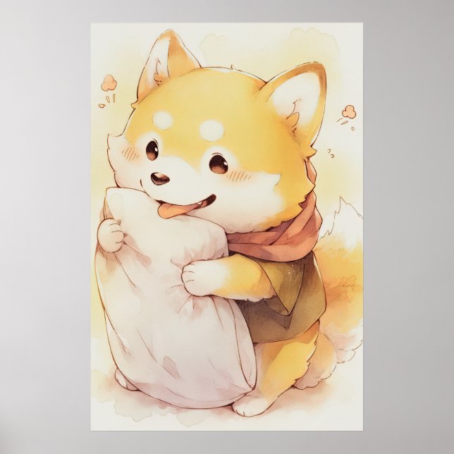 Kawaii Inu Hold Pillow Poster (Framsidan)