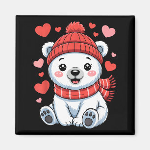 Kawaii Isbjörn Alla Hjärtans Dag Hjärtan Sjal Böna Magnet