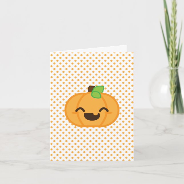 Kawaii Jack O Lantern Pumpa Notkort Helgkort (Framsida)