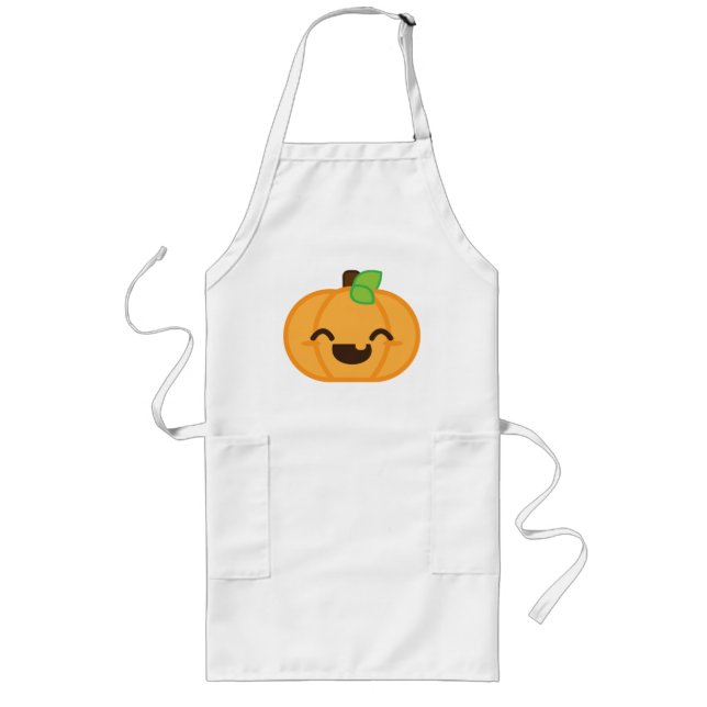 Kawaii Jack o lantern Pumpkin Apron Långt Förkläde (Framsidan)