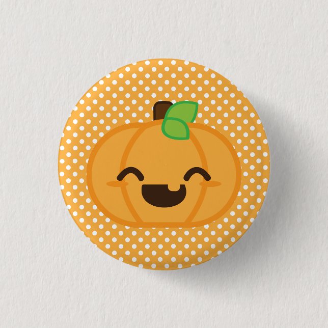 Kawaii Jack o lantern Pumpkin Button Knapp (Framsida)