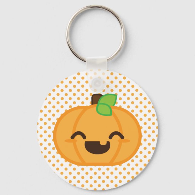 Kawaii Jack o lantern Pumpkin Keychain Nyckelring (Framsida)