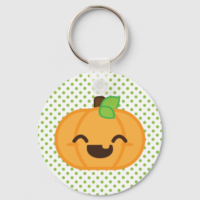 Kawaii Jack o lantern Pumpkin Keychain Nyckelring (Framsida)