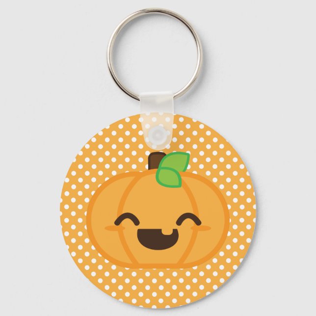 Kawaii Jack o lantern Pumpkin Keychain Nyckelring (Framsida)