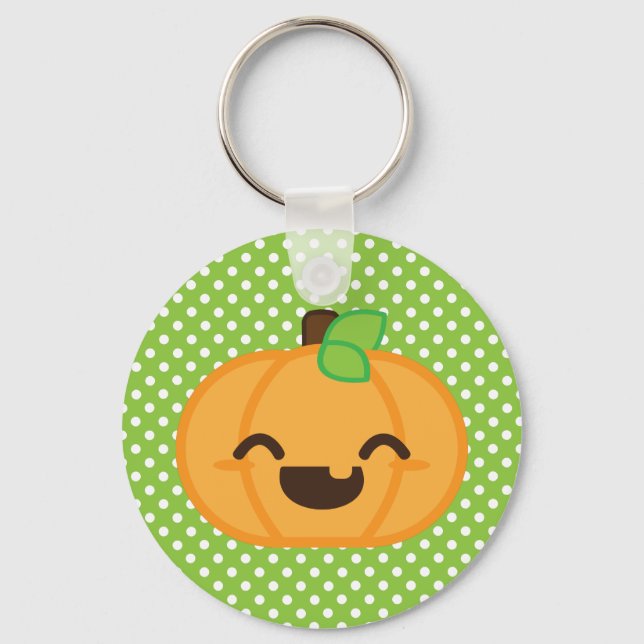 Kawaii Jack o lantern Pumpkin Keychain Nyckelring (Framsida)