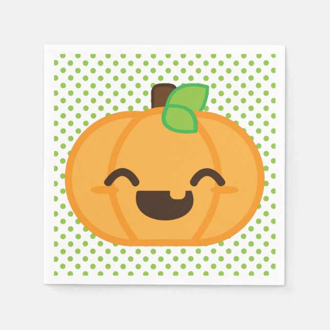 Kawaii Jack o lantern Pumpkin Napkins Pappersservett (Framsidan)