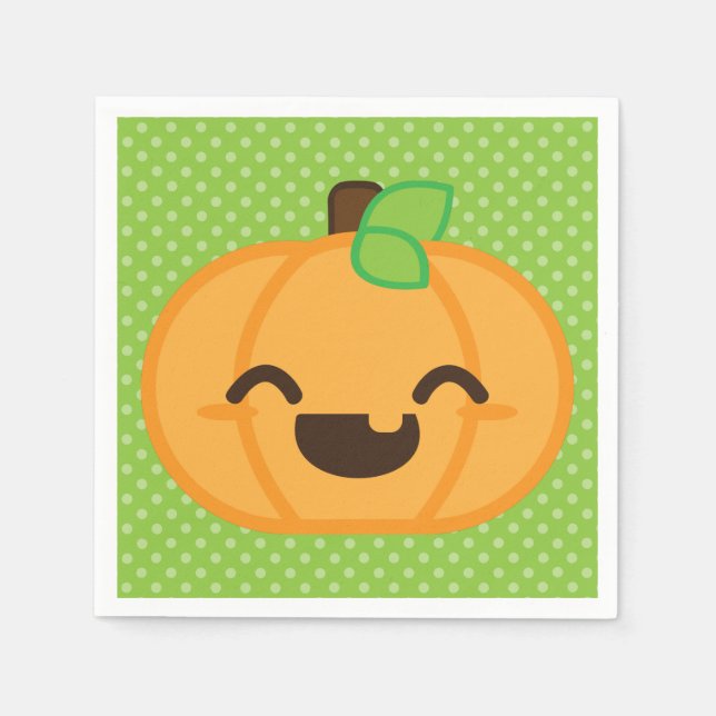 Kawaii Jack o lantern Pumpkin Napkins Pappersservett (Framsidan)