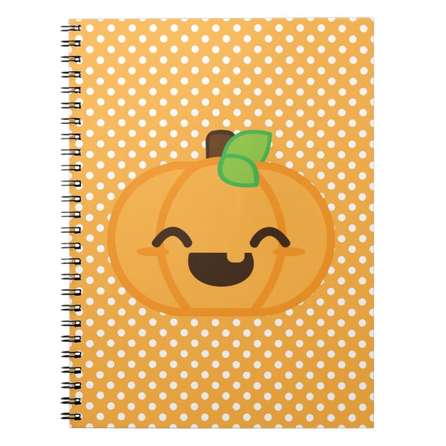 Kawaii Jack o lantern Pumpkin Notebook Anteckningsbok Med Spiral (Framsidan)