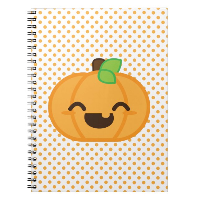 Kawaii Jack o lantern Pumpkin Notebook Anteckningsbok Med Spiral (Framsidan)