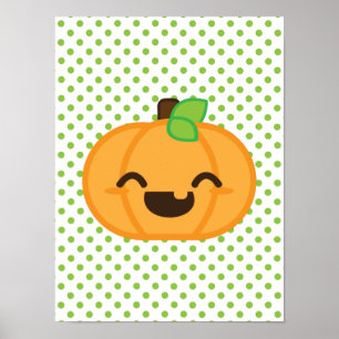 Kawaii Jack o lantern Pumpkin Poster Skriv ut
