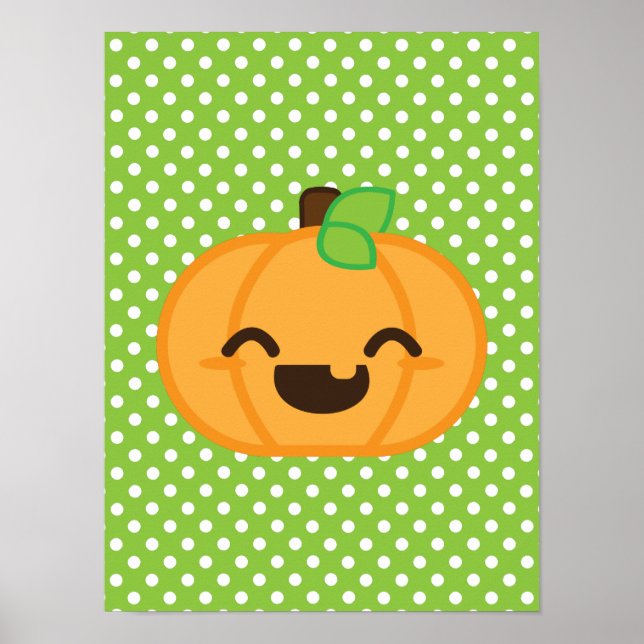 Kawaii Jack o lantern Pumpkin Poster Skriv ut (Framsidan)